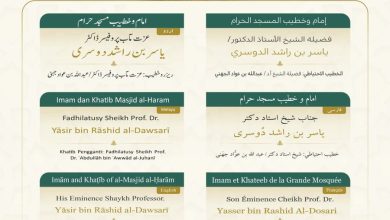 خطيبي الجمعة في الحرمين الشريفين ليوم 20 رجب 1447هـ